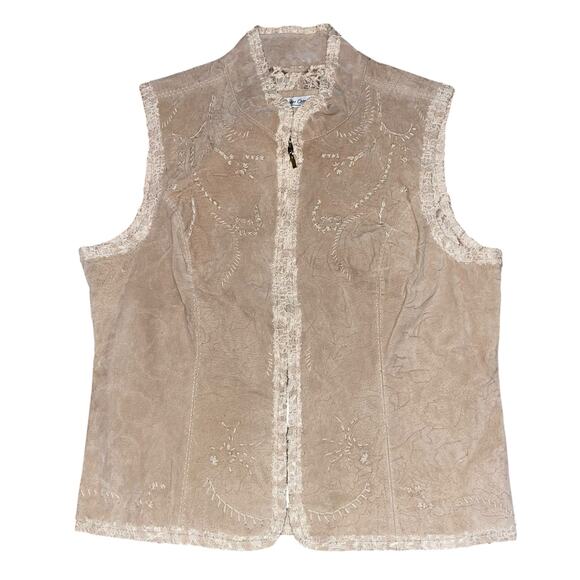 Coldwater Creek Jackets & Blazers - Coldwater Creek Suede Leather Embroidered Vest